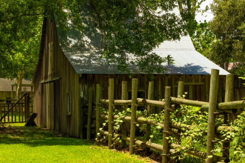 Log cabin at Armand Bayou Nature Center in Pasadena, TX