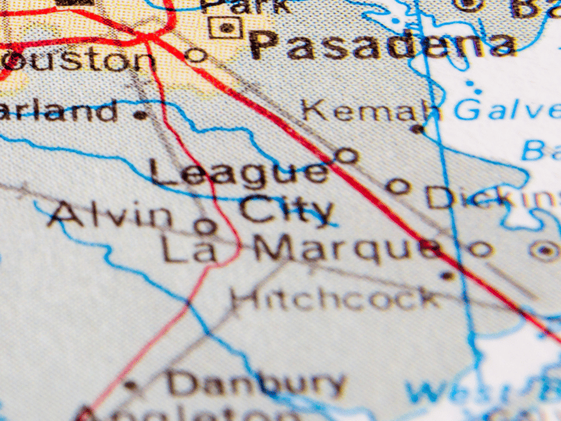 Map to League City, TX